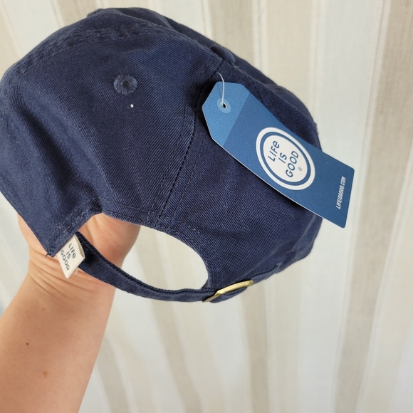 NEW Life Is Good Good Vibes Baseball Hat Cap Blue 100% Cotton - Picture 3 of 5